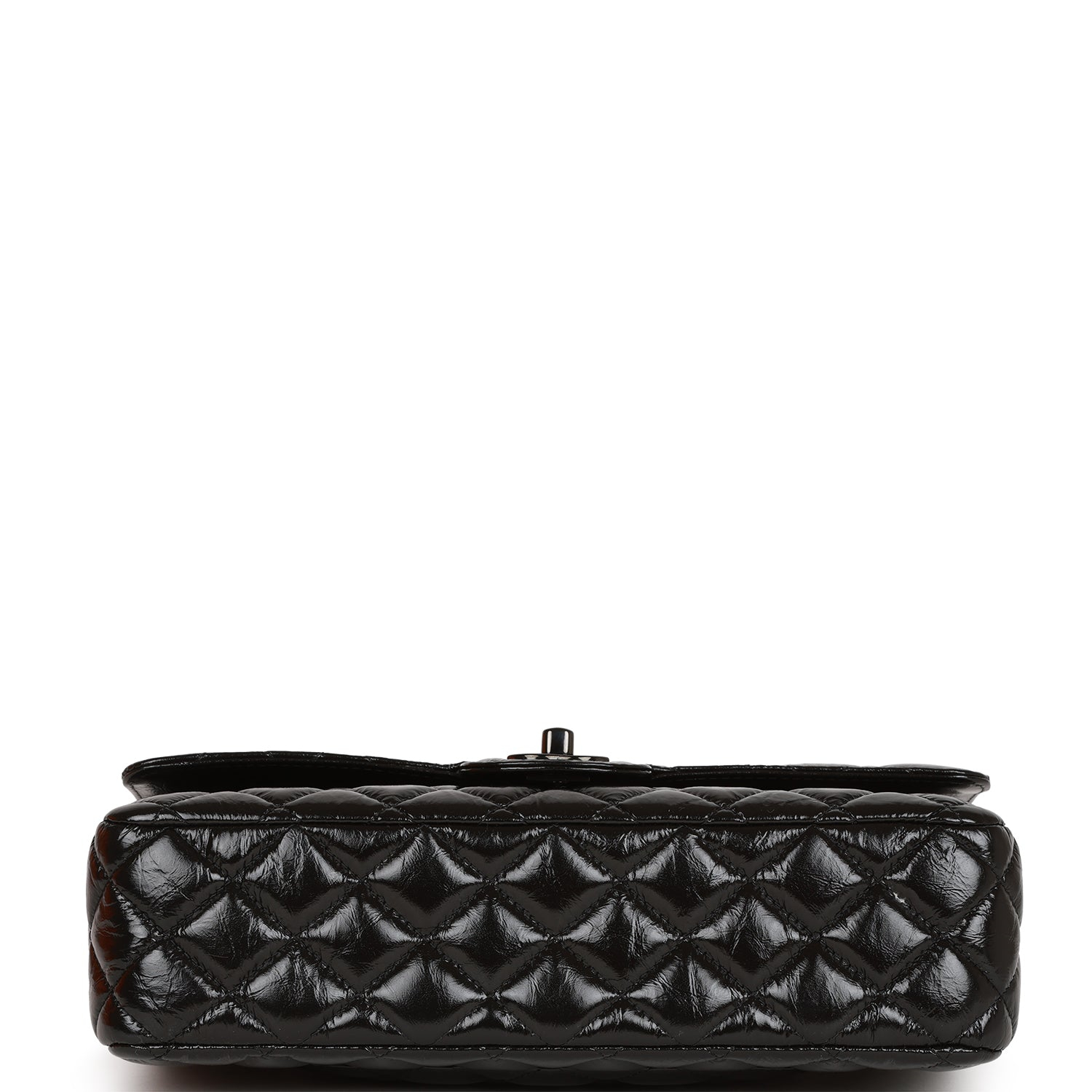 Chanel Shiny Crumpled Calfskin Quilted Medium Double Flap So Black (replica)