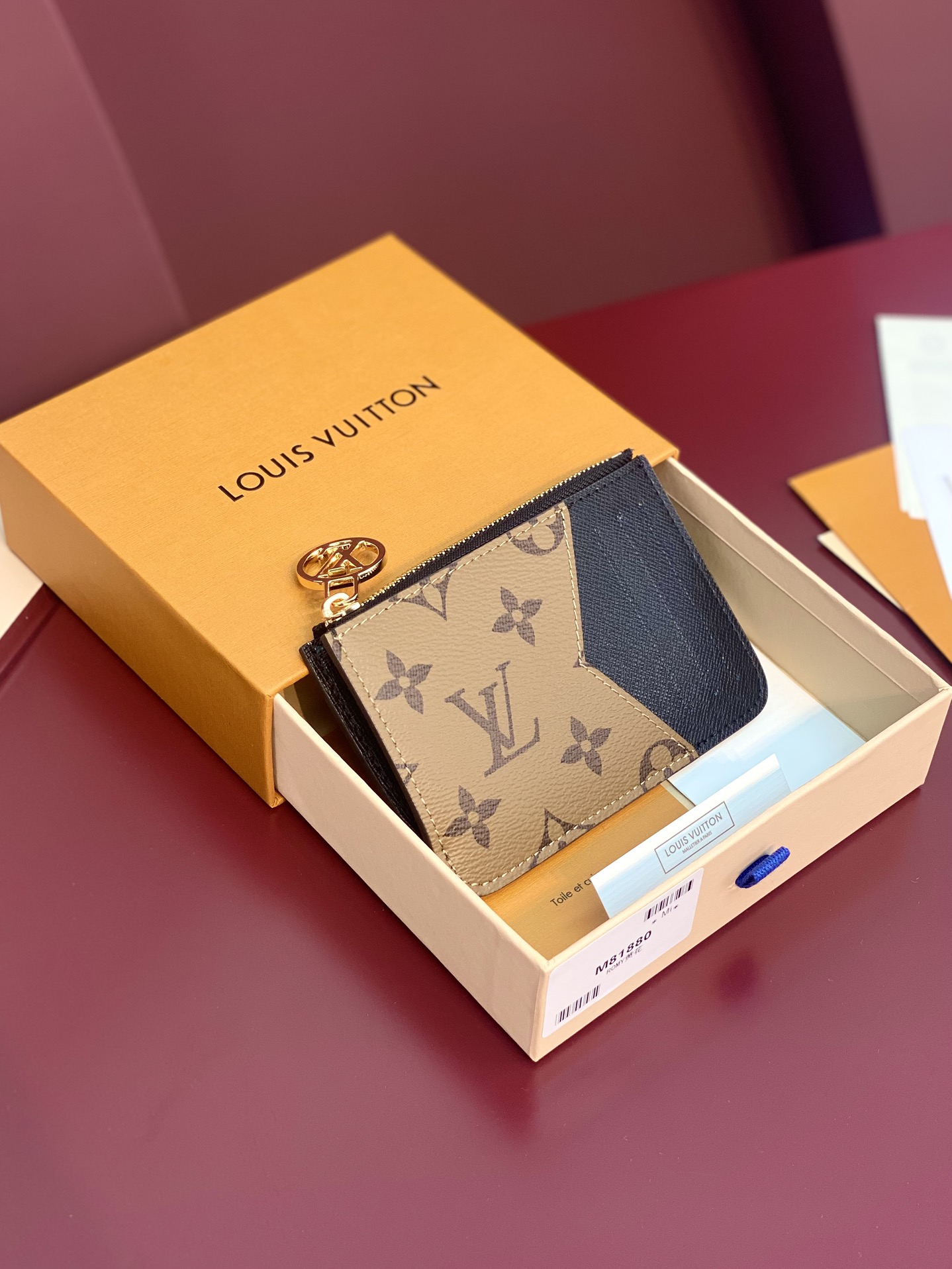 TOP Louis Vuitton LV Romy Card Holder Monogram 12x8x0.8cm - Khaki/Black