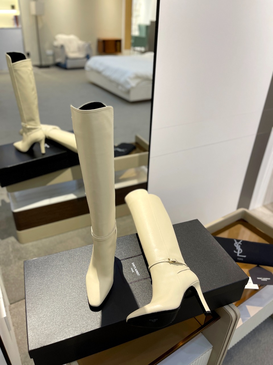TOP Yves Saint Laurent YSL 10.5cm High Heel Calfskin Boots - 4 Colors