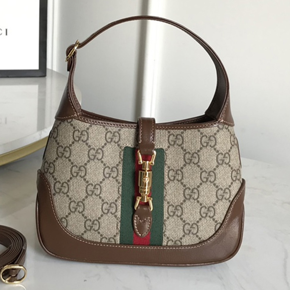 Gucci Jackie 1961 Canvas&Leather Shoulder Bags(Replica)