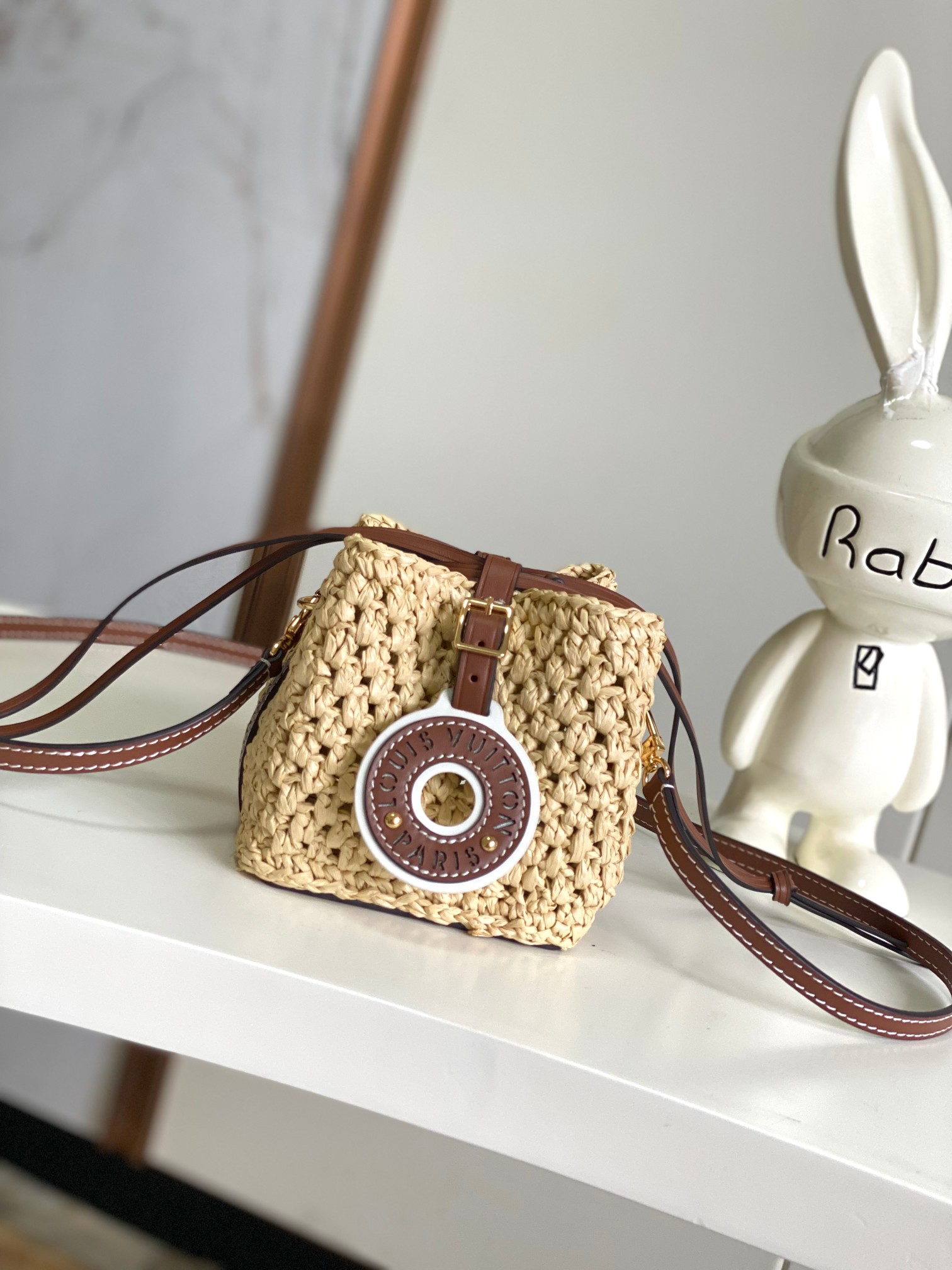 TOP Louis Vuitton LV Noe Purse/BB Bag Crocheted Raffia 11.5x12x11.5cm/22x24x15cm - Beige&Brown