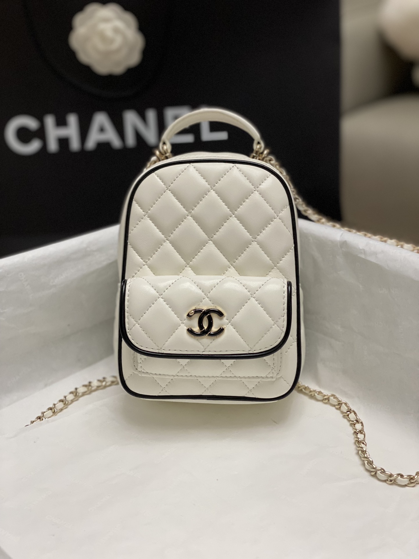 TOP CHANEL Backpack 18*13*9cm - 2 Color&GHW