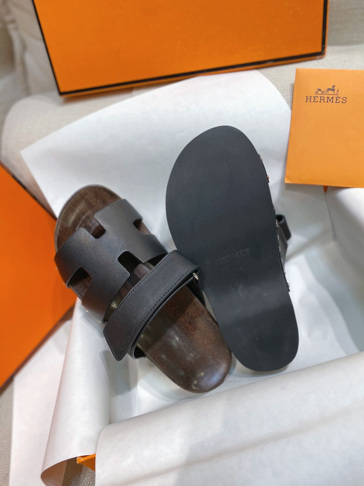 TOP HERMES Sandals With Wooden Soles - 3 Colour