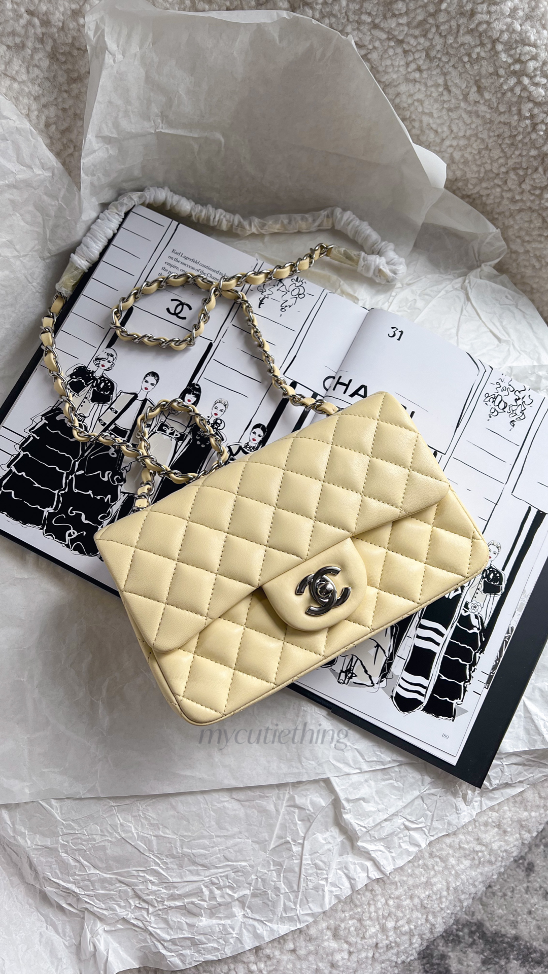 TOP CHANEL Classic Flap Bag Lambskin New Mini  13.5*17*8CM - Light Yellow & SHW