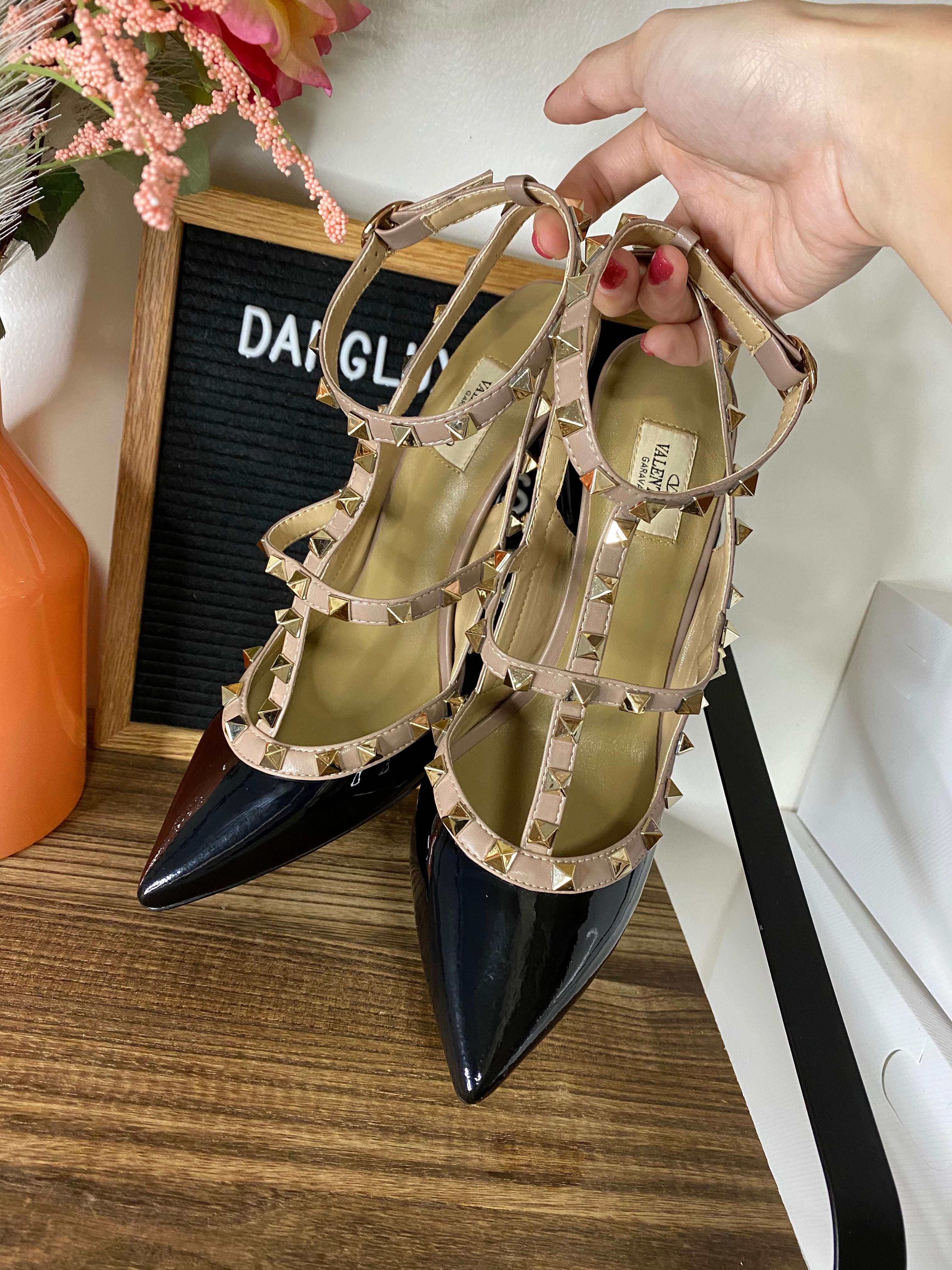 TOP VALENTINO  R0ckstud Slingback 100mm Pump - BLACK