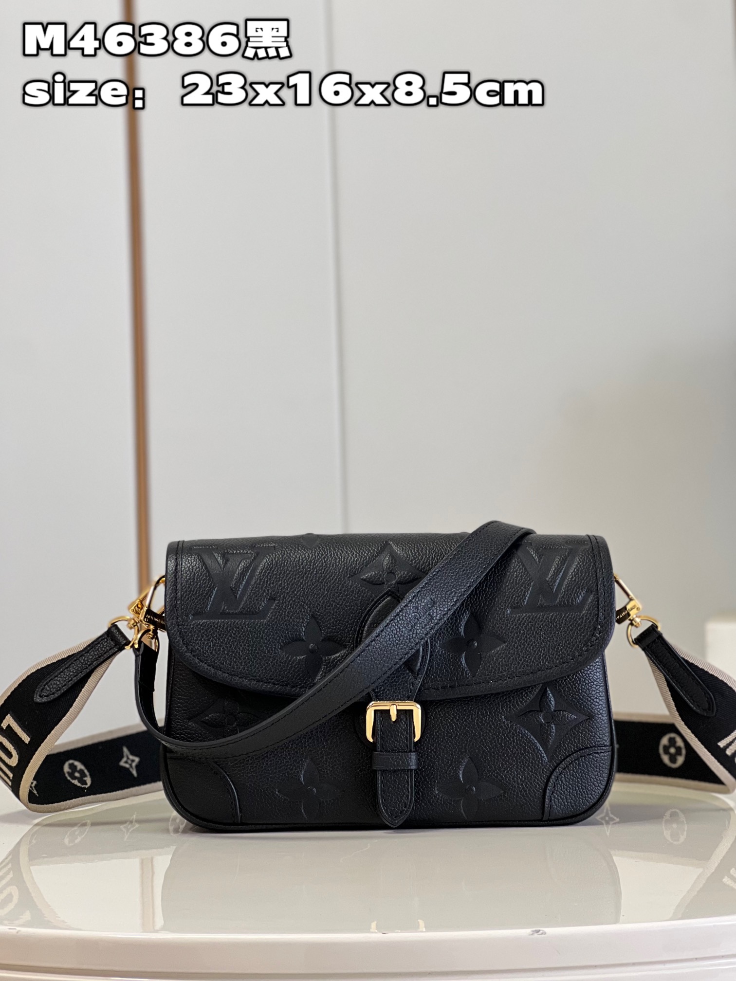 TOP Louis Vuitton LV Monogram Empreinte Diane Bag 23 x 16 x 8.5CM- Black