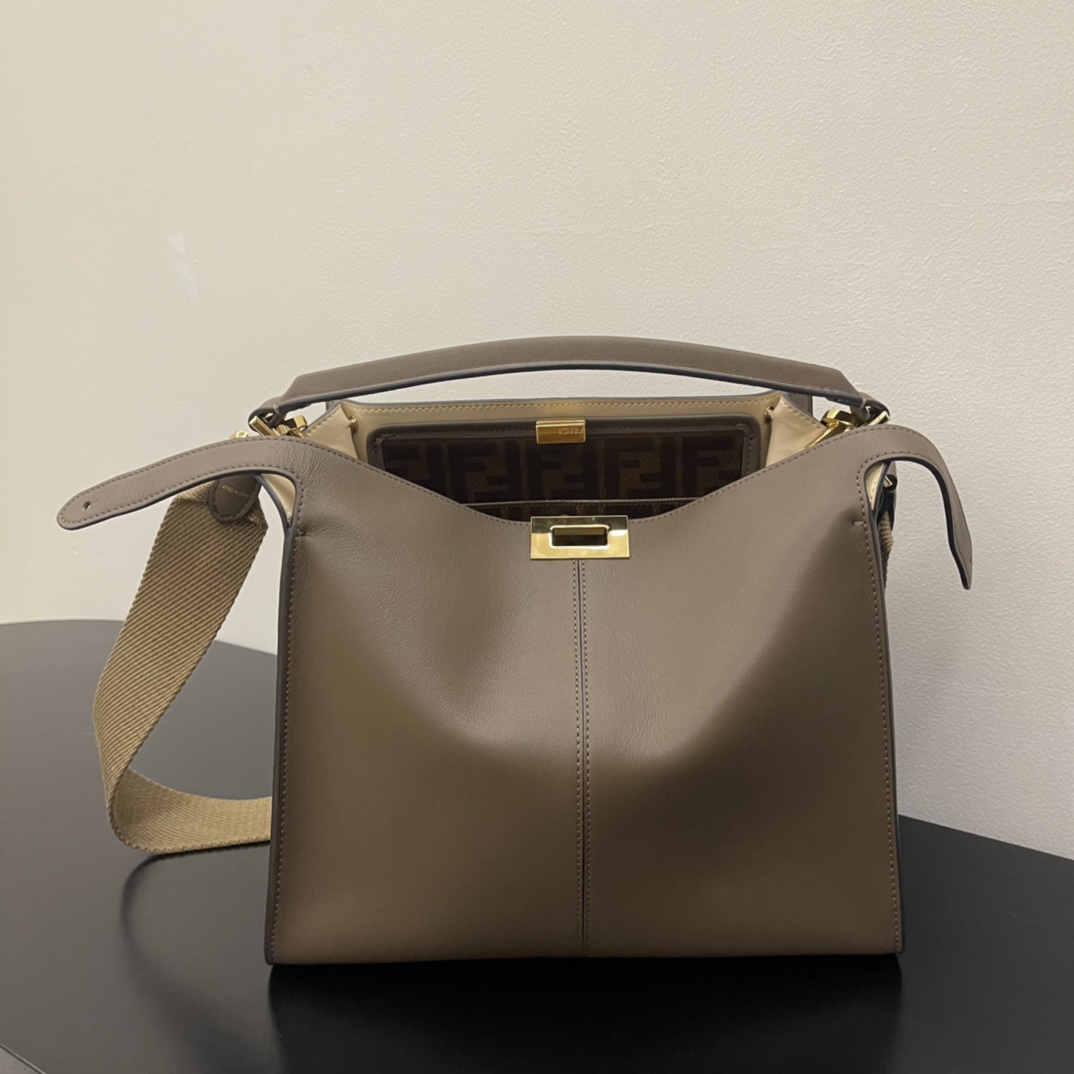 TOP FENDI Medium Peekaboo X-Lite Handbag - 30x25x14CM - Dark Grey