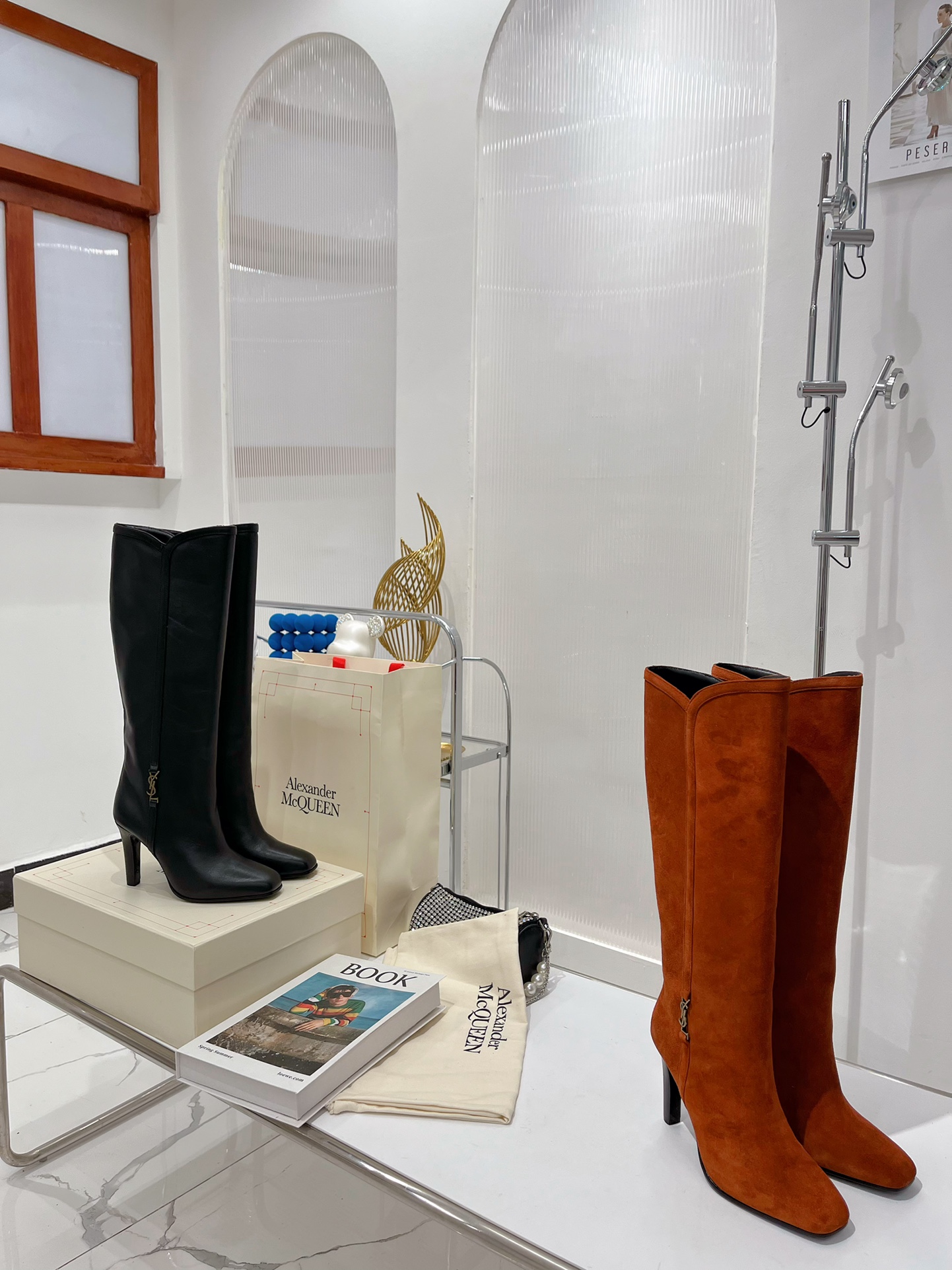 TOP Yves Saint Laurent YSL Calfskin Boots -6.5cm - 2 Colors
