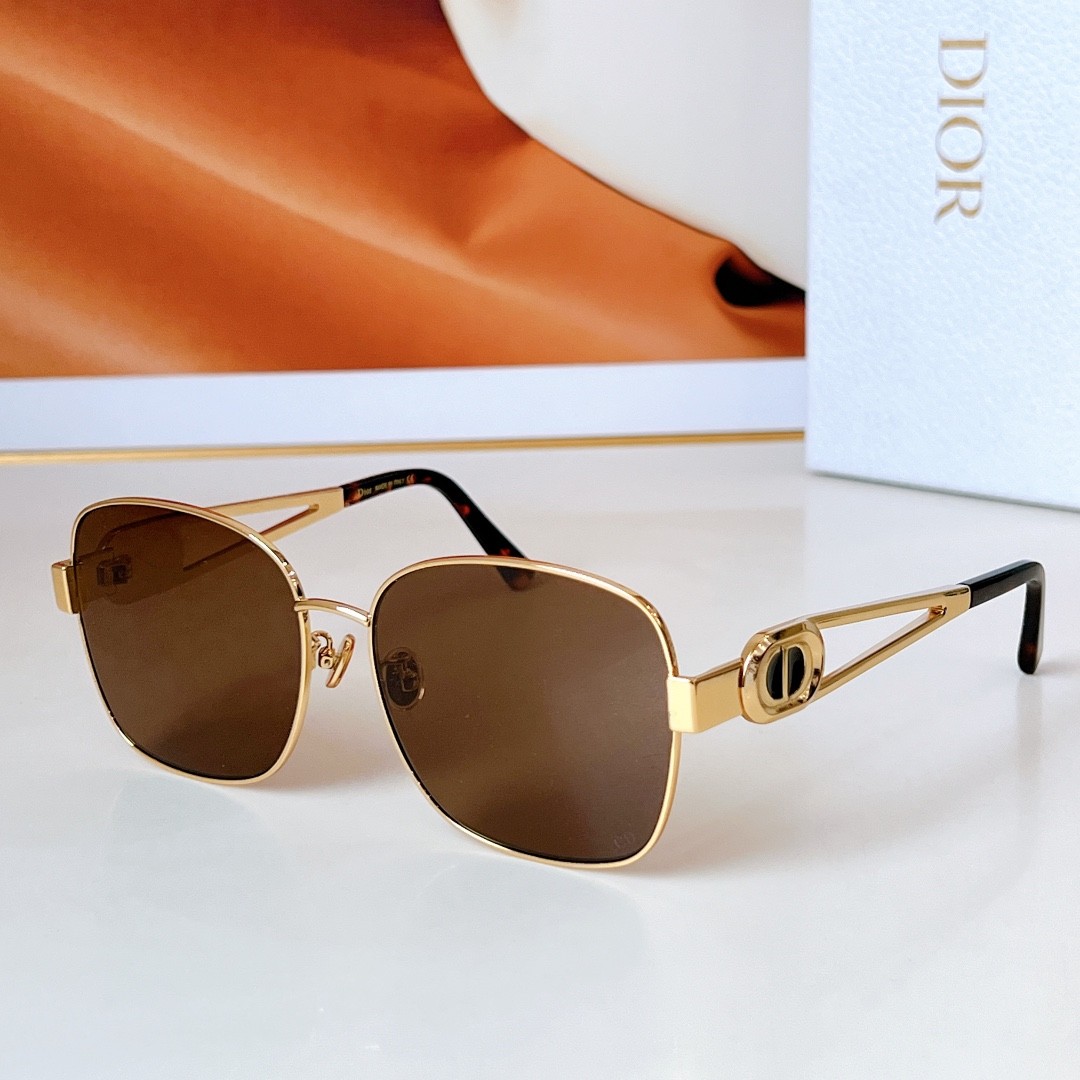 Dior Metal Square Sunglasses, Hollow Temples with CD Logo, Gradient Lenses Luxury Women Shades