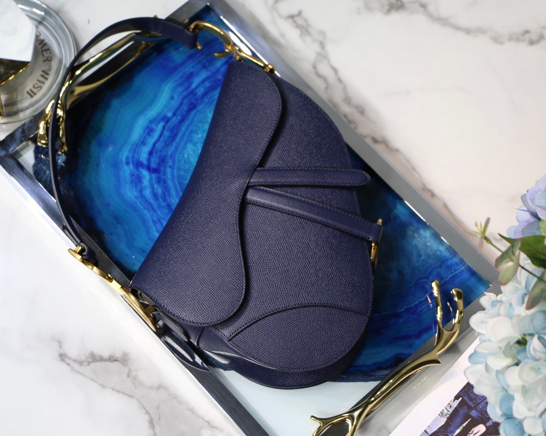 TOP Christian Dior Saddle Bag Medium - Navy Blue