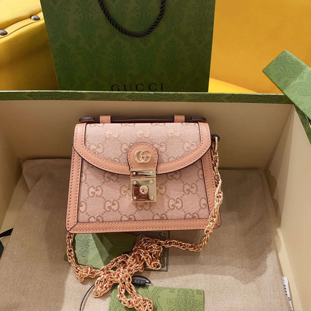 TOP GUCCI G*G Ophidia Top Handle Mini Bags 17.5cm (W) x 13cm (H) x 6cm (D) - Pink
