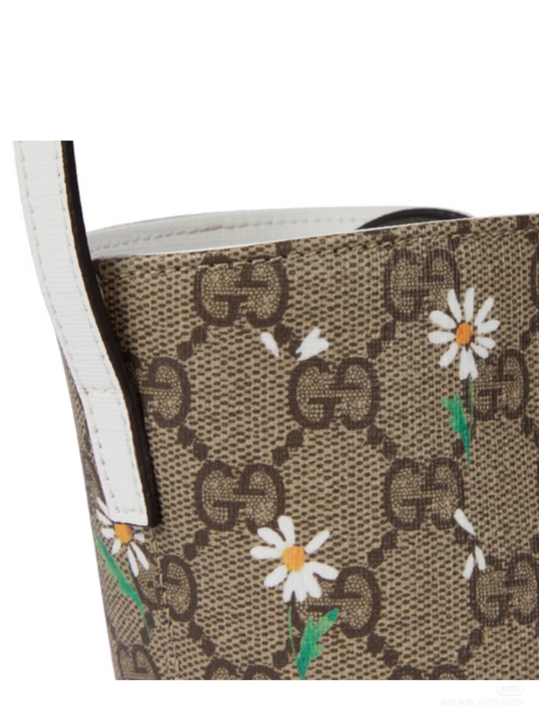 TOP GUCCI Floral Printed Bucket Bag 18.5*16.5*7.5CM - Beige