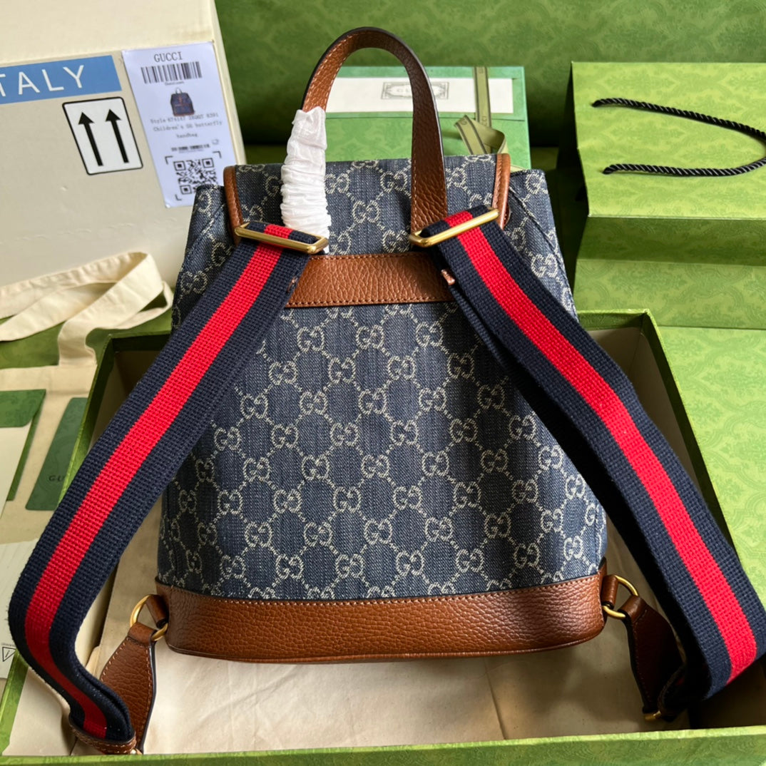 TOP GUCCI G*G Interlocking G Backpack - Blue Denim