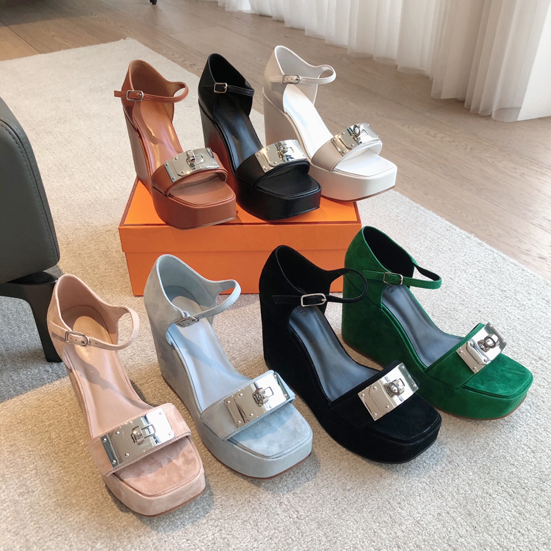 TOP HERMES High Heel Calfskin Sandals - 7 Colors