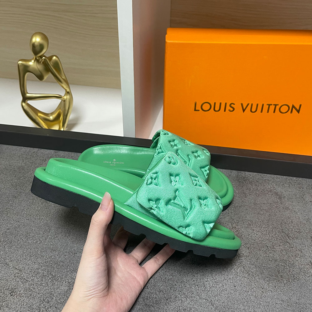 Louis Vuitton LV Pool Pillow Fabric Flat Slide  Sandals  (Replica)