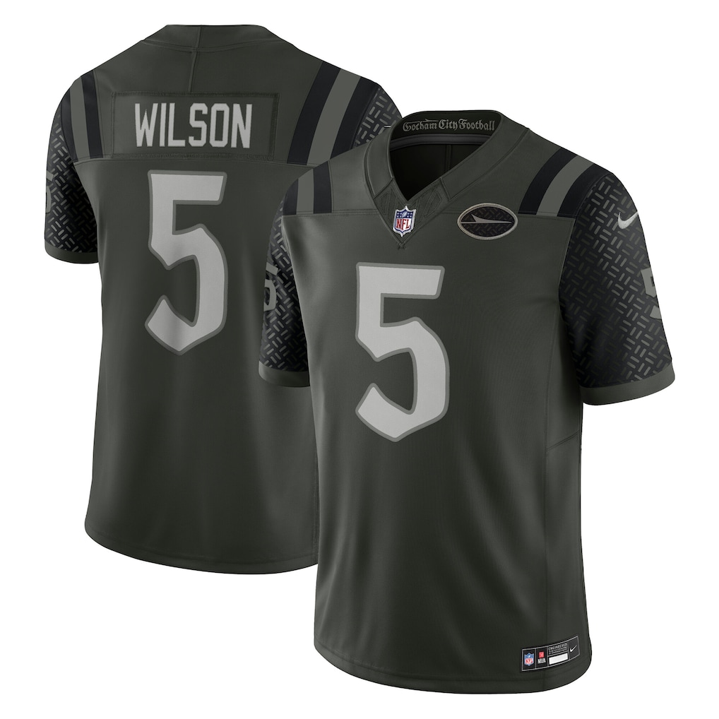 Men's New York Jets Garrett Wilson Gotham Green 2025 Rivalries Collection Game Jersey