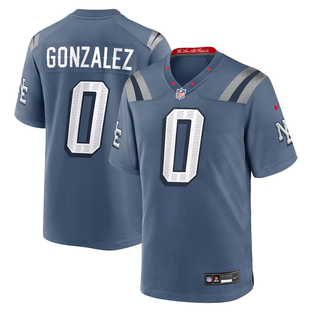 Christian Gonzalez New England Patriots 2025 Rivalries Collection Game Jersey - Storm Blue