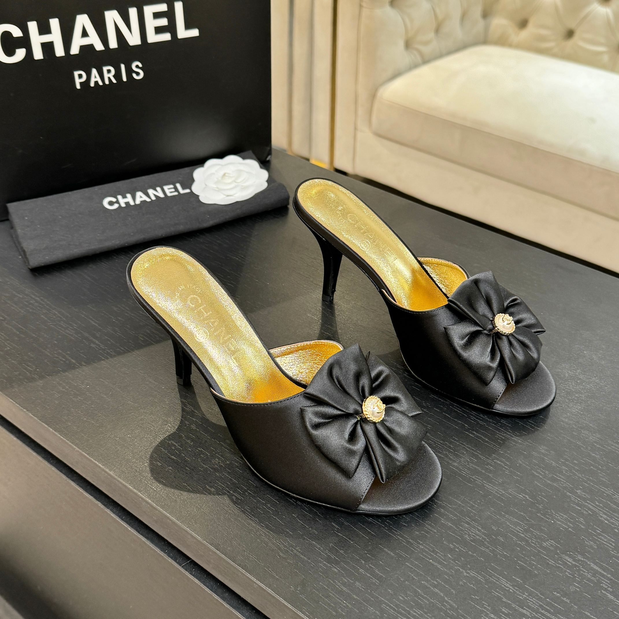 TOP CHANEL High Heel Slippers - 4 Colors