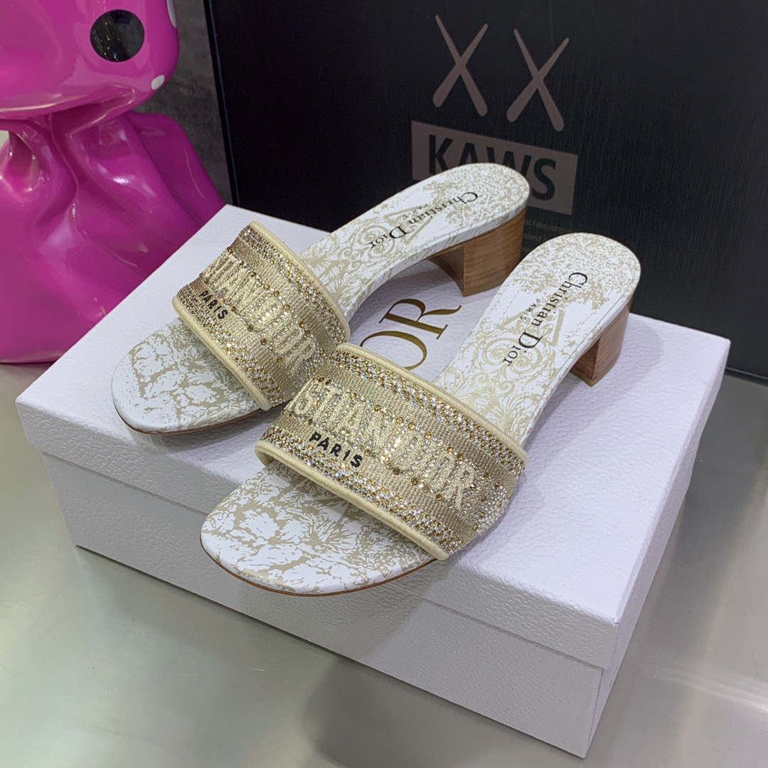 TOP Christian Dior Around the World Stella Embroidered high heels Slides - 5 Colours
