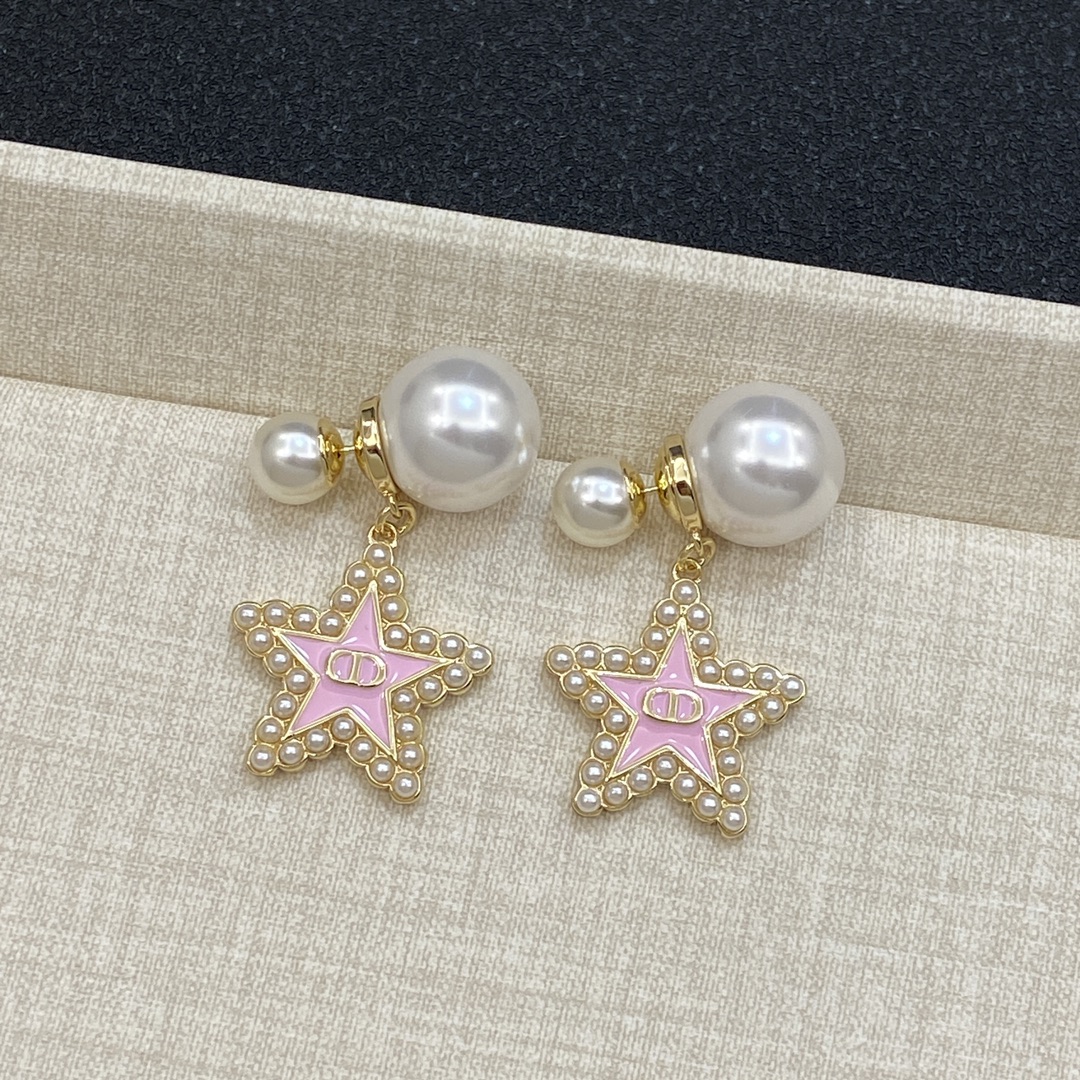 TOP Christian Dior Five-Pointed Star Necklace/Earrings - Gold