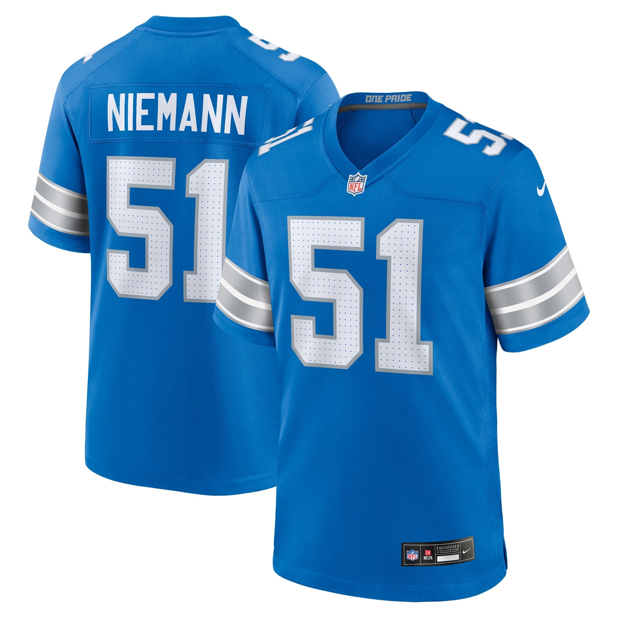 Ben Niemann Detroit Lions  Team Game Jersey -  Blue