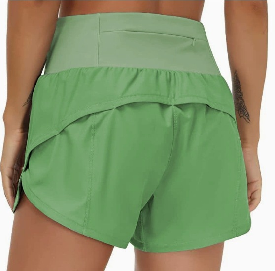 Best-selling women's sports running shorts, high-waisted, faux two-piece with zipper pockets, yoga pants levelkeen