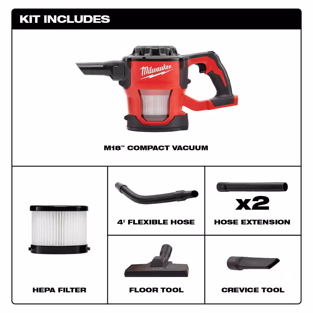 Bagless M18 18-Volt Lithium-Ion Cordless HEPA Compact Handheld Vacuum (Tool-Only)