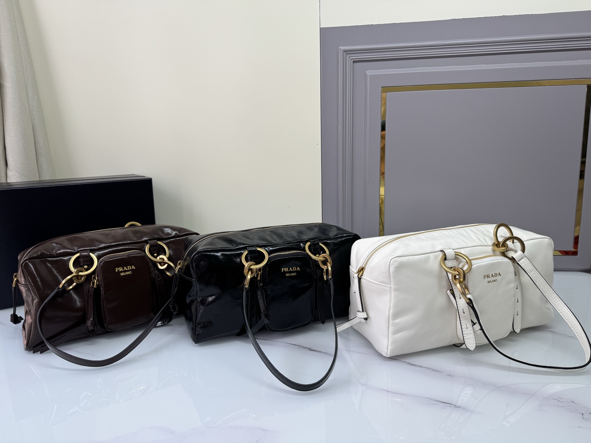 Top PRADA Oil Wax Leather Bag 30x14x13.5cm - 3 Colour
