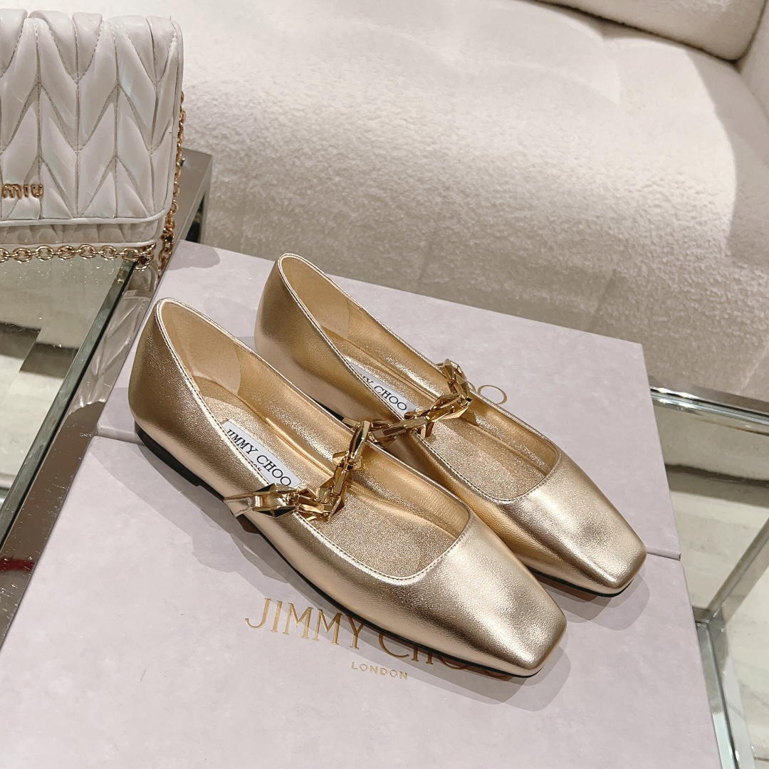 Jimmy Choo  Diamond Leather Round Head Slide Sandal (Replica)