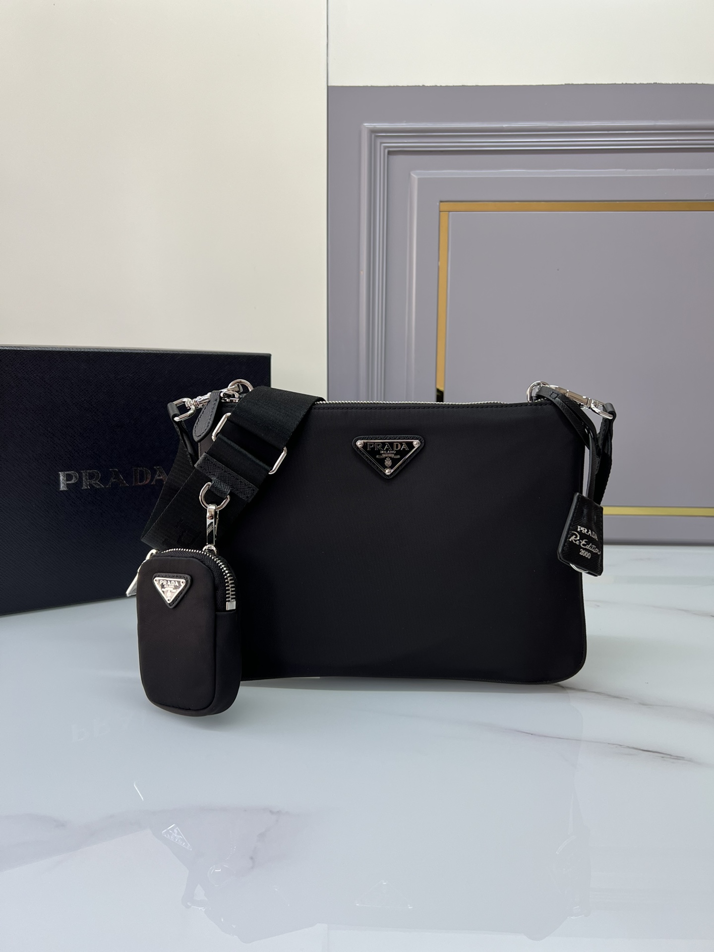 TOP PRADA 3WAY Bag Nylon 25x18x4cm - Black
