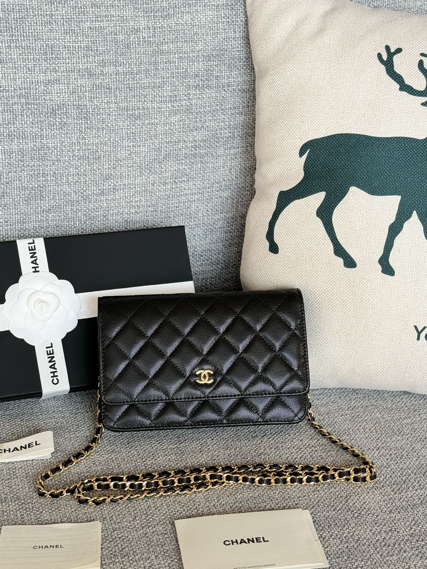 TOP CHANEL WOC Bag Caviar Leather 19CM - Black - SHW&GHW