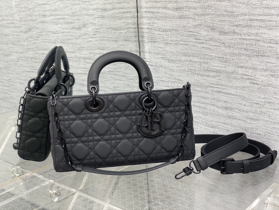 TOP Christian Dior Soft Sheepskin Lady D-Joy Bags 22CM/26CM - Black