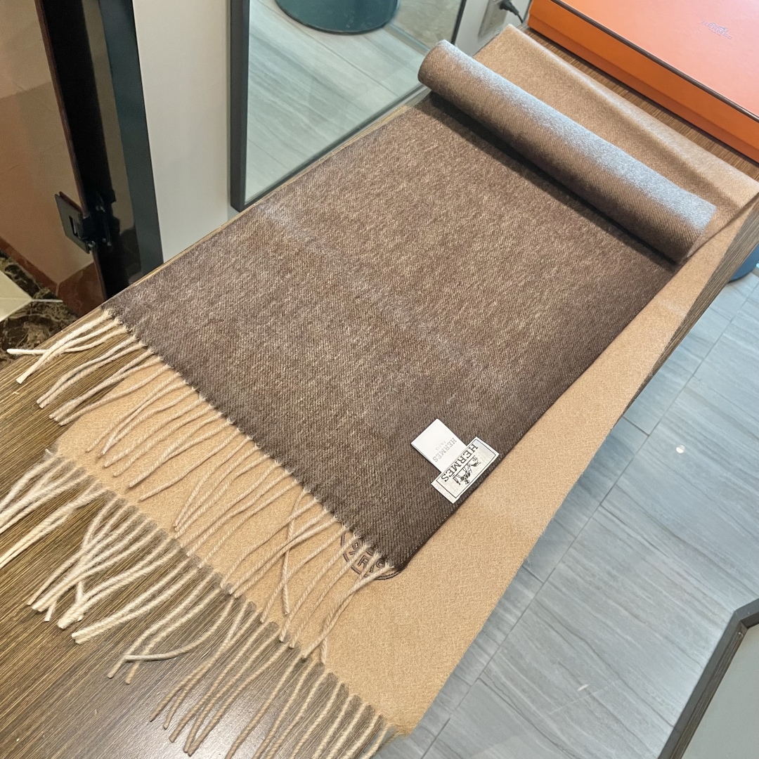 TOP HERMES Cashmere Scarf 33 x 210 cm - 2 Colors