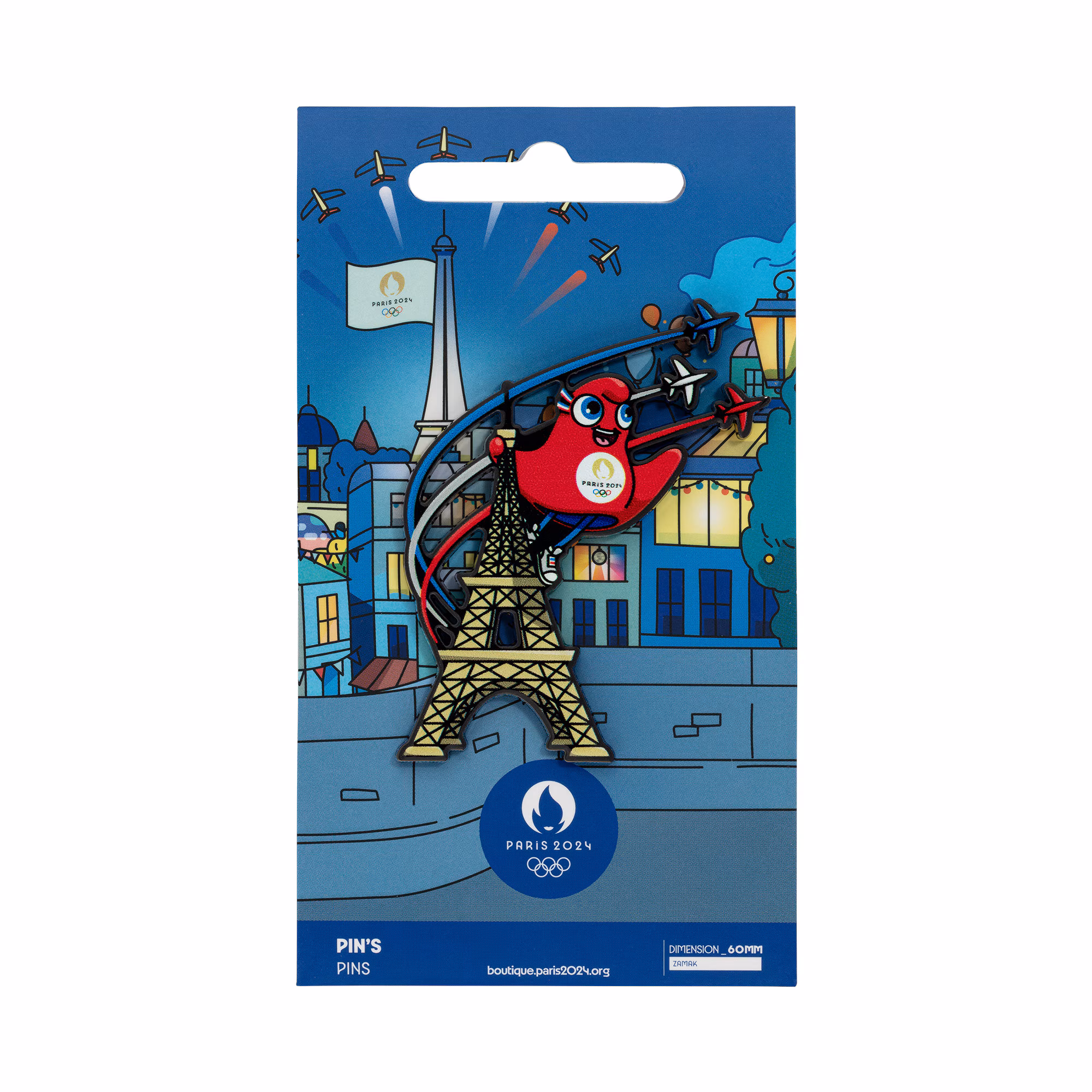 Paris 2024 Olympics Mascot Eiffel Tower Pin Badge
