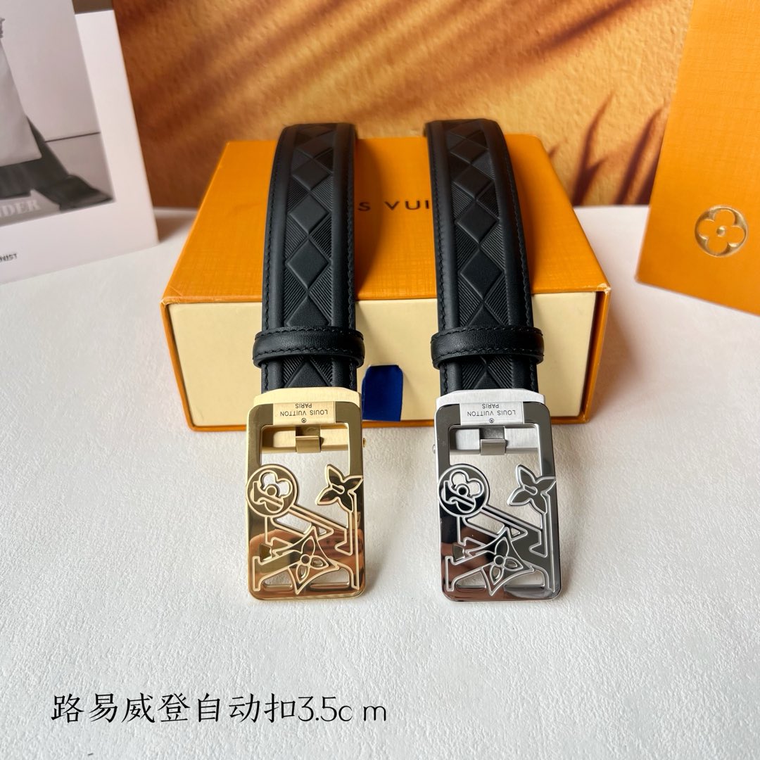 TOP Louis Vuitton LV Calfskin Belt -  3.5CM