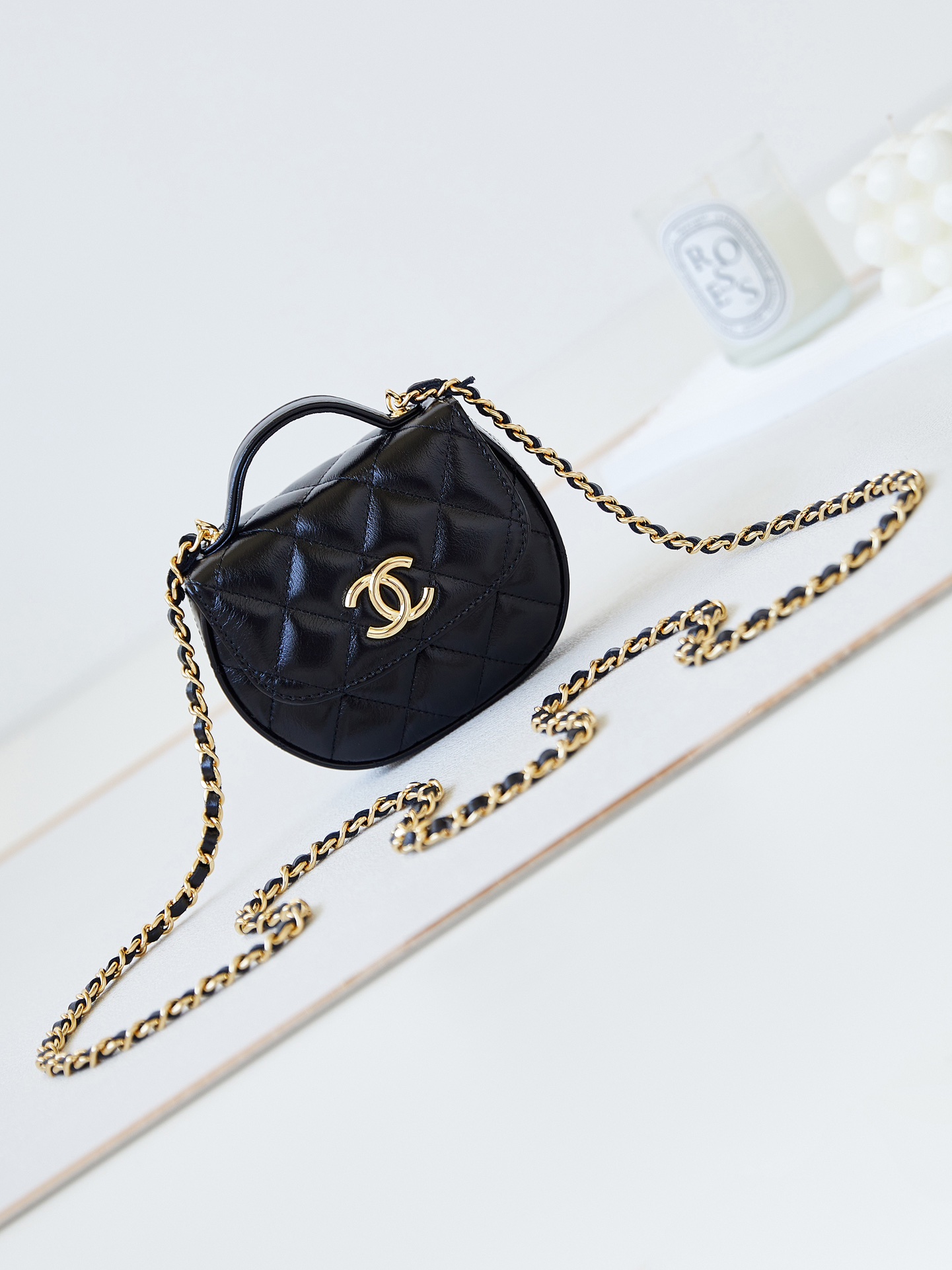 TOP CHANEL Calfskin Leather 23A Bag 11×12.5×3.5cm - Black&GHW