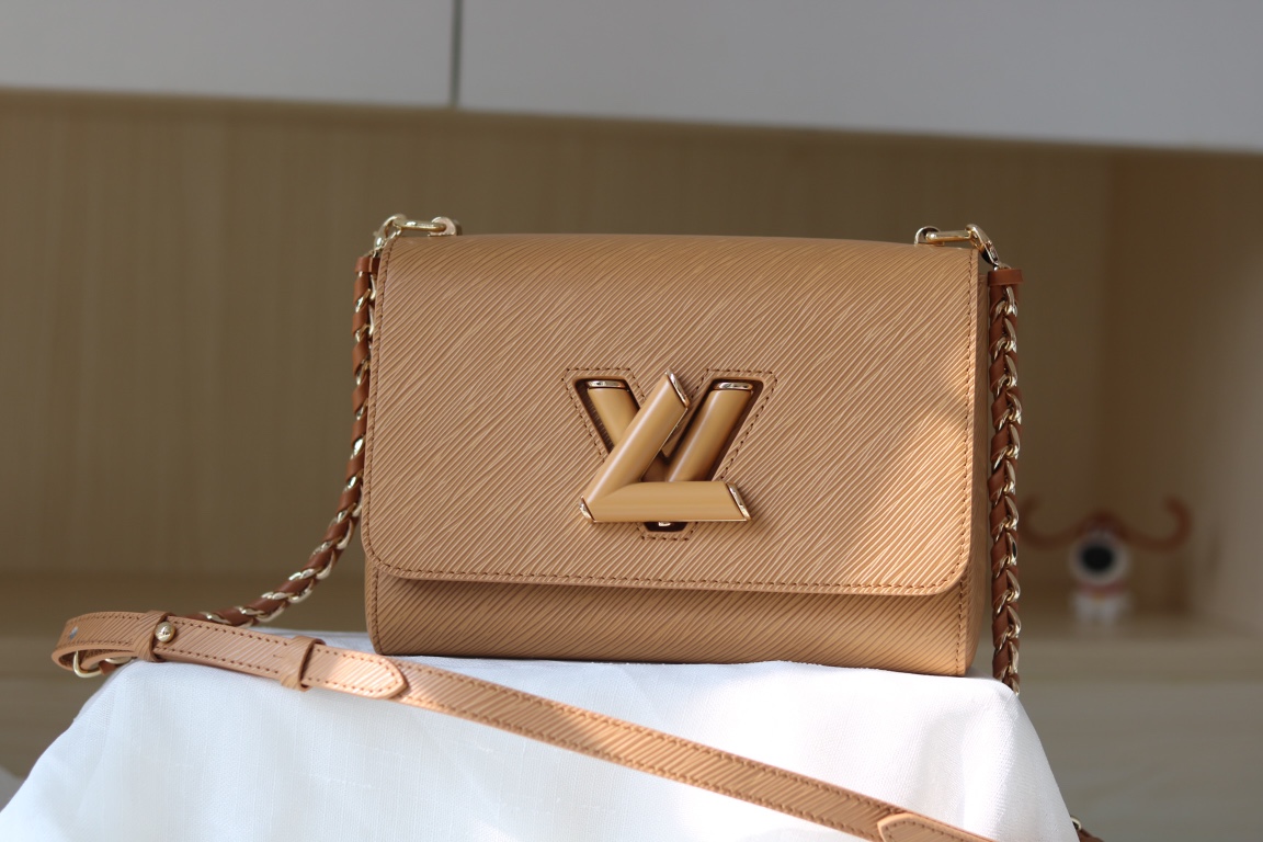 TOP Louis Vuitton LV  Twist MM Bag 23 x 18 x 8 cm- Brown