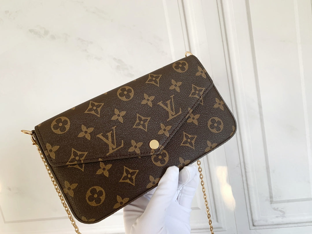 TOP Louis Vuitton LV Felicie Monogram 21X12X3cm - Black