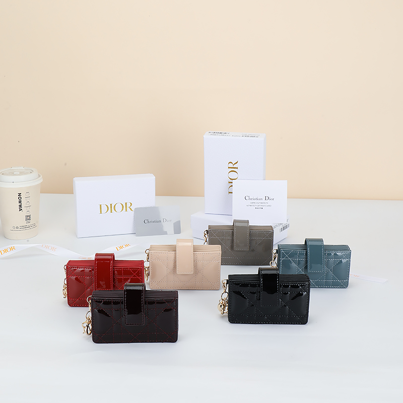 TOP Christian Dior Lady Dior Jasmine Card Holder 10.4×7×2cm - 6 Colors