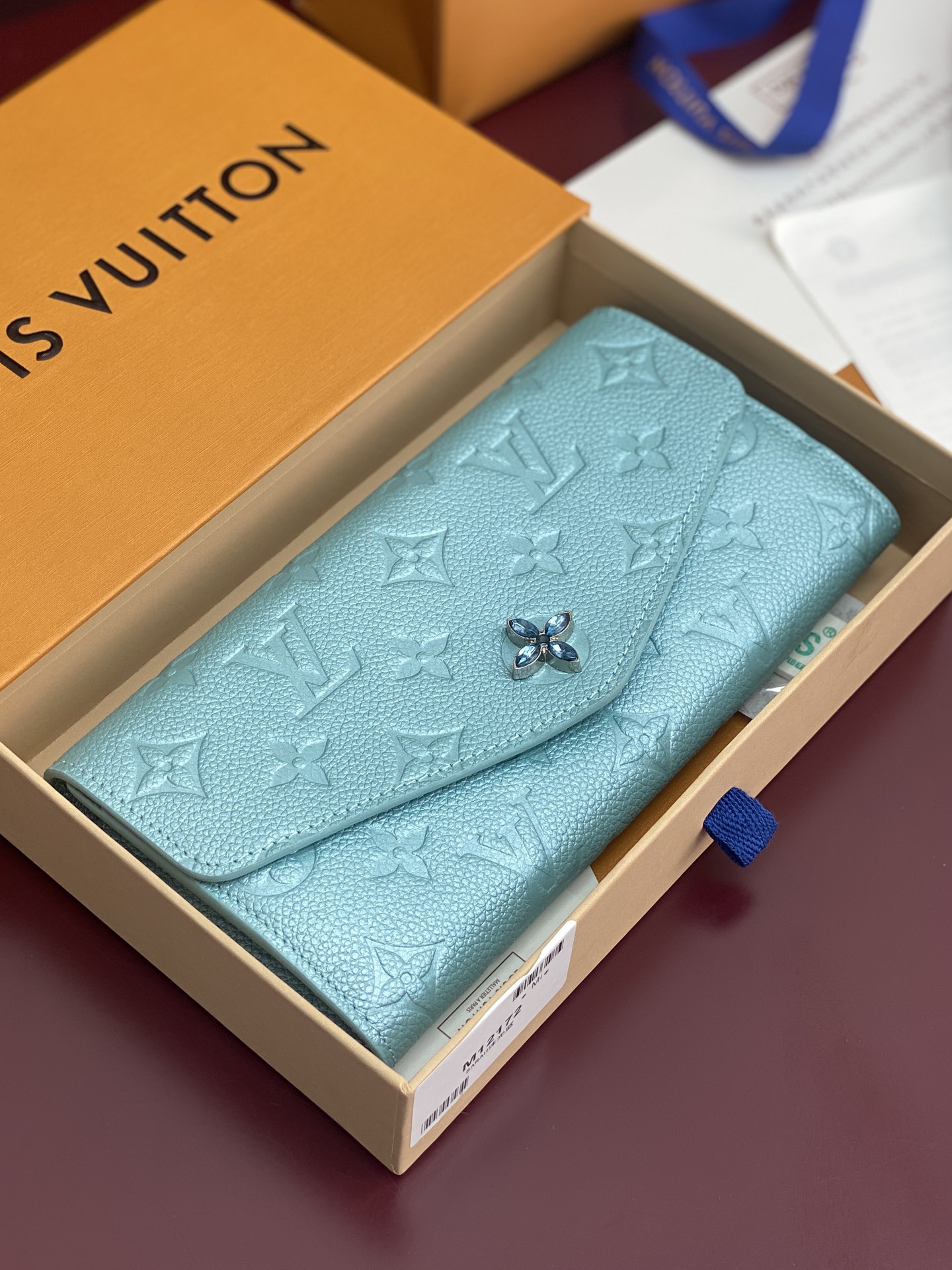 TOP Louis Vuitton LV Ski Sarah Wallet 19x10.5x2cm - Pearlescent Blue