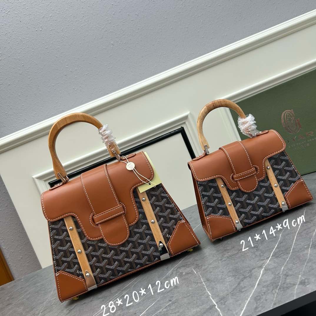 TOP Goyard Goyardine Saigon Top Handle Bag 2 Sizes - Brown