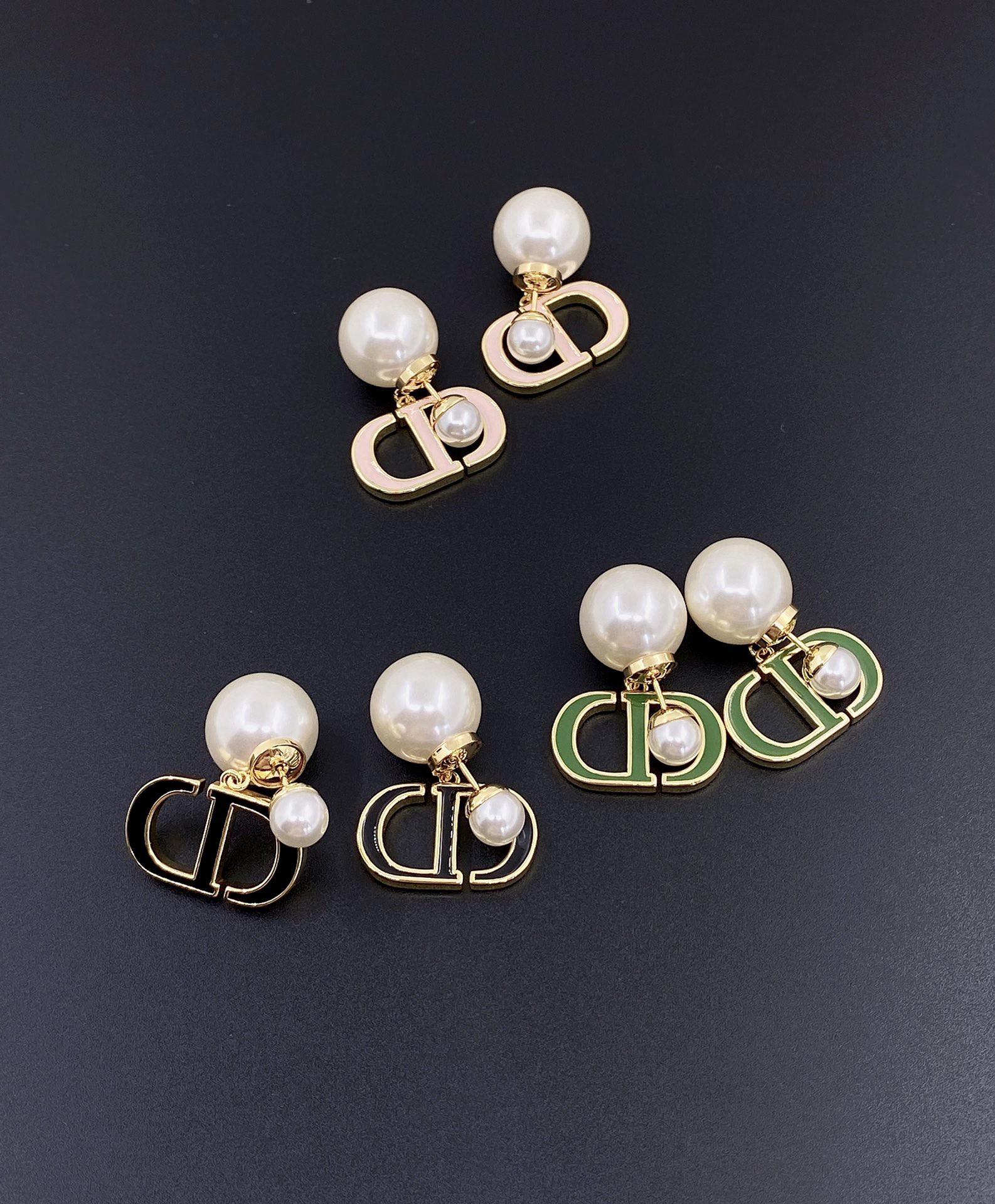 Top Christian Dior large/small pearl stud earrings - 3 colors