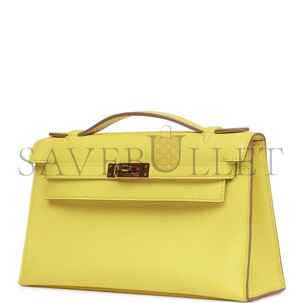 HERMES KELLY POCHETTE EPSOM GOLD HARDWARE (22*14*7cm)