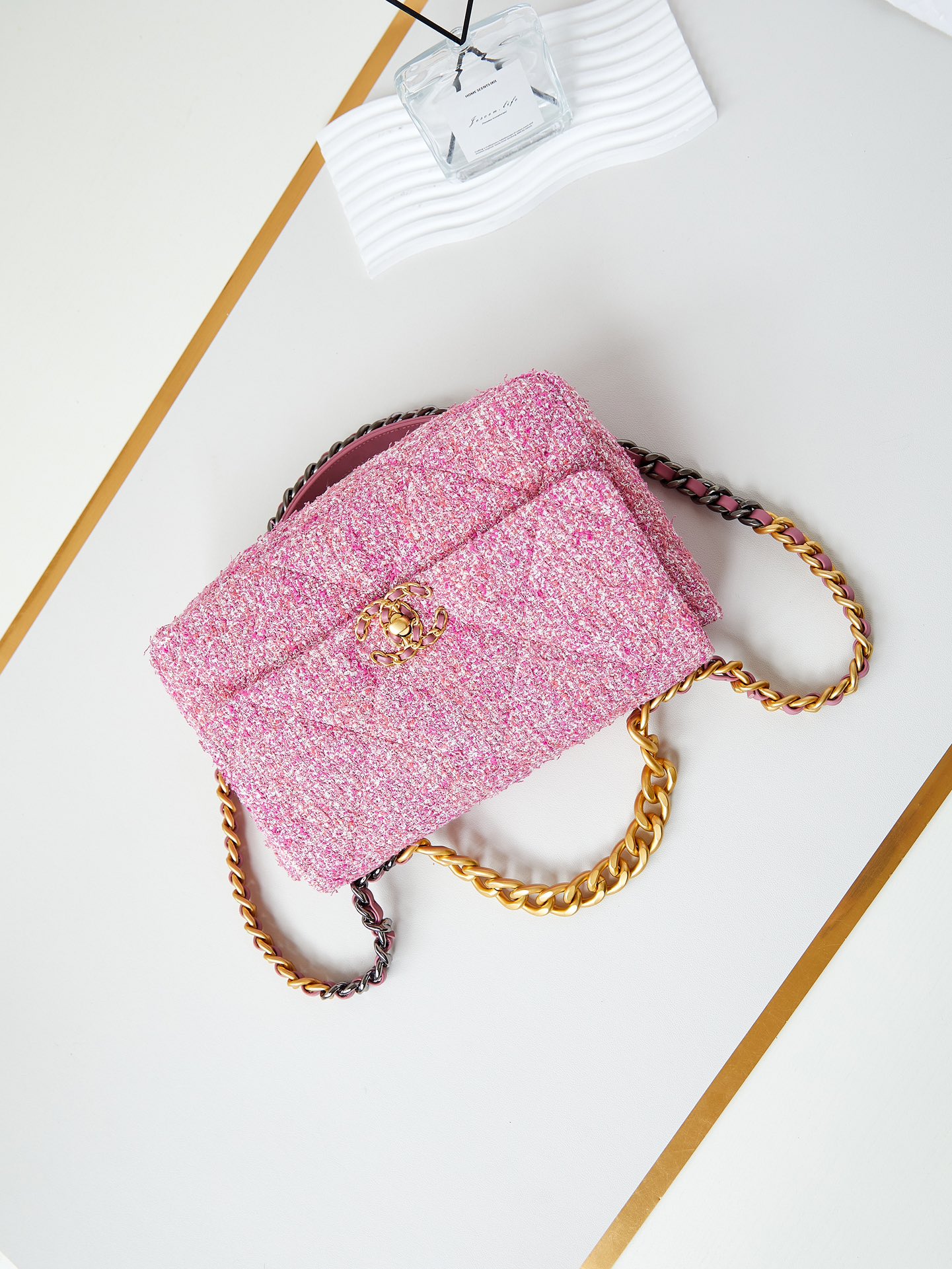 TOP CHANEL Woolen 19 Bag 16x26x9cm/20x30x10cm - Pink