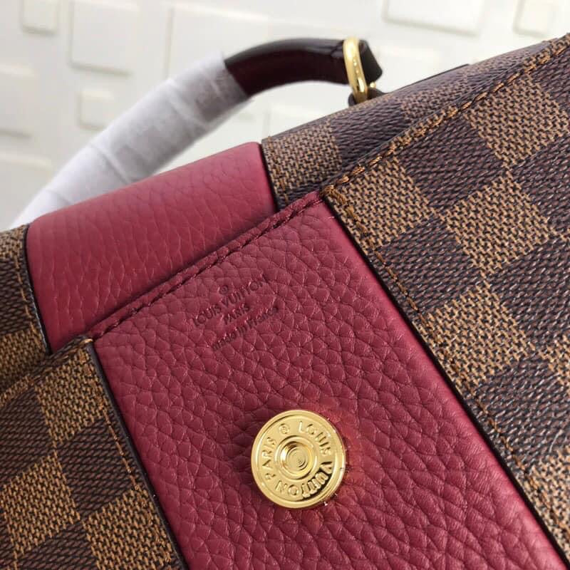 TOP Louis Vuitton LV L*V Magnolia Damier Ebene Canvas Bond Street 17× 24×9 cm- Bordeaux