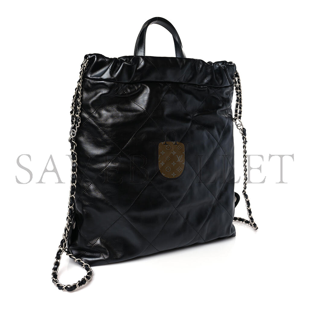 CHANEL MASTER SHINY CALFSKIN QUILTED CHANEL 22 BACKPACK BLACK (34*29*10.5cm)