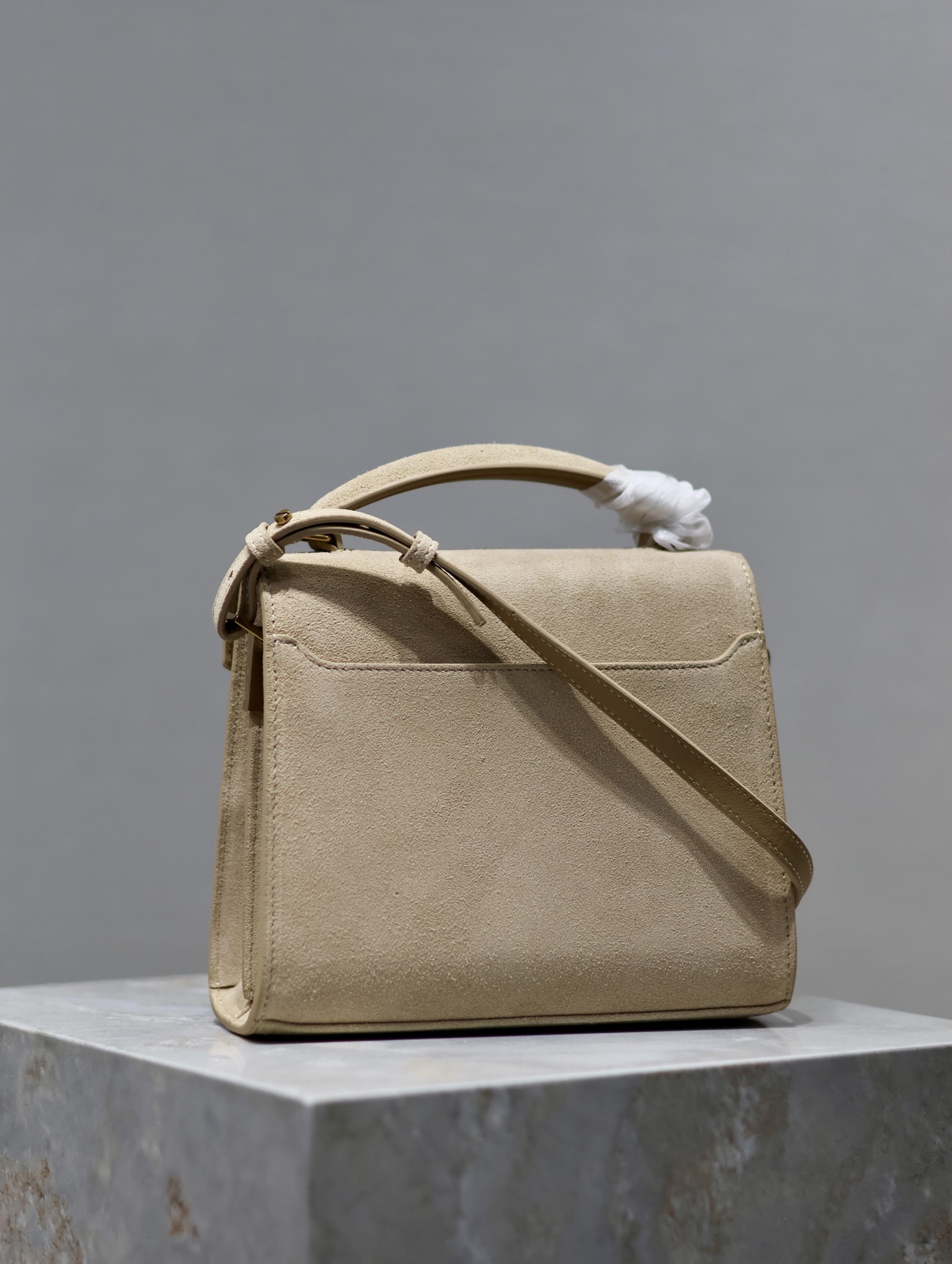 TOP Yves Saint Laurent YSL Cassandra Suede Paired With Cowhide Briefcase - 20×16x7.5cm - GHW