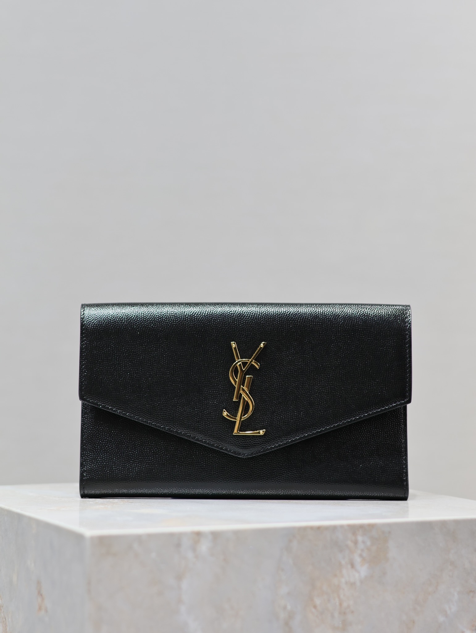 TOP Yves Saint Laurent YSL UPTOWN Wallet Cowhide 21.5×12×2.5cm - Black&GHW