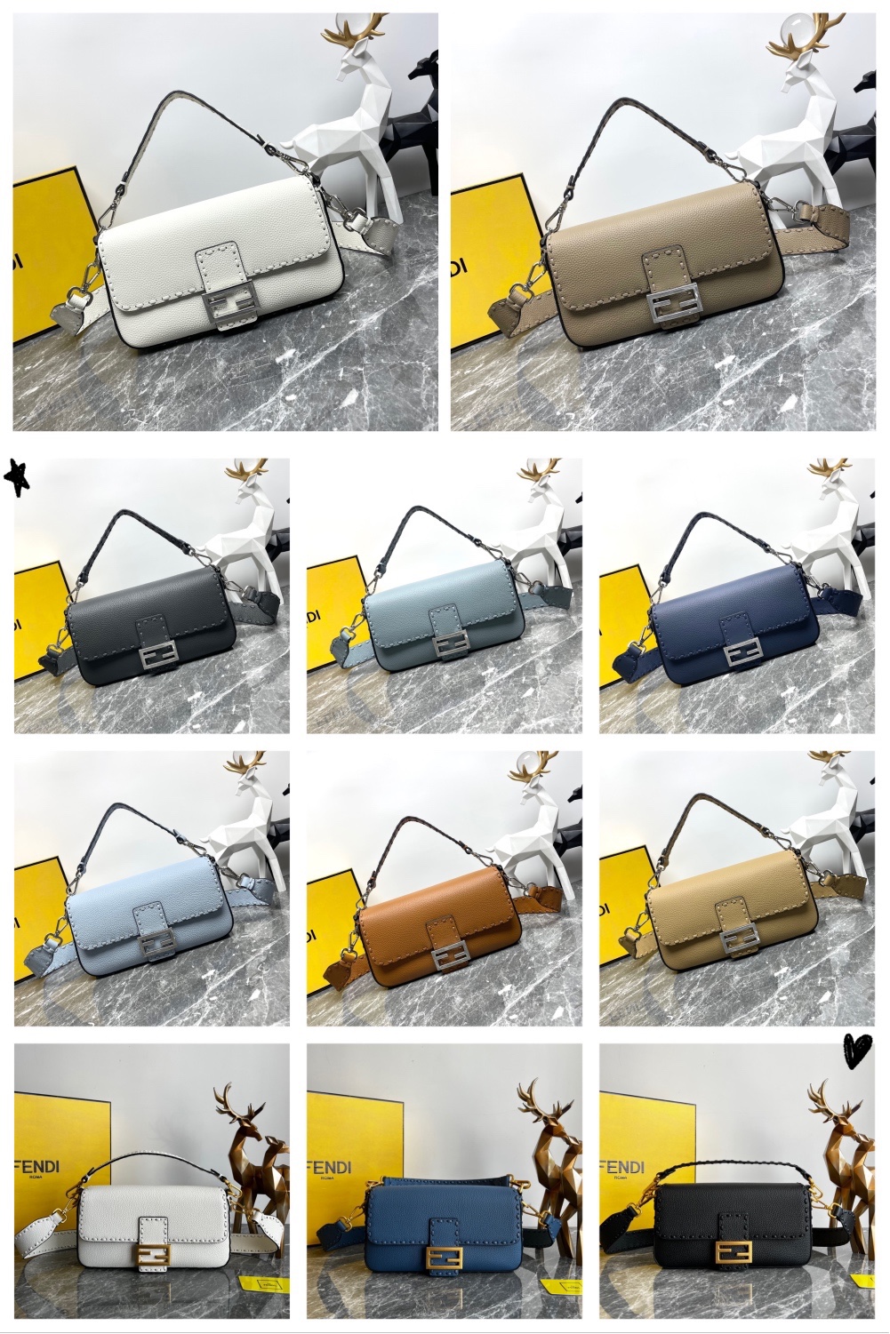 TOP FENDI Hand-sewn Cowhide Baguette Bag 27x6x15cm - 11 Color