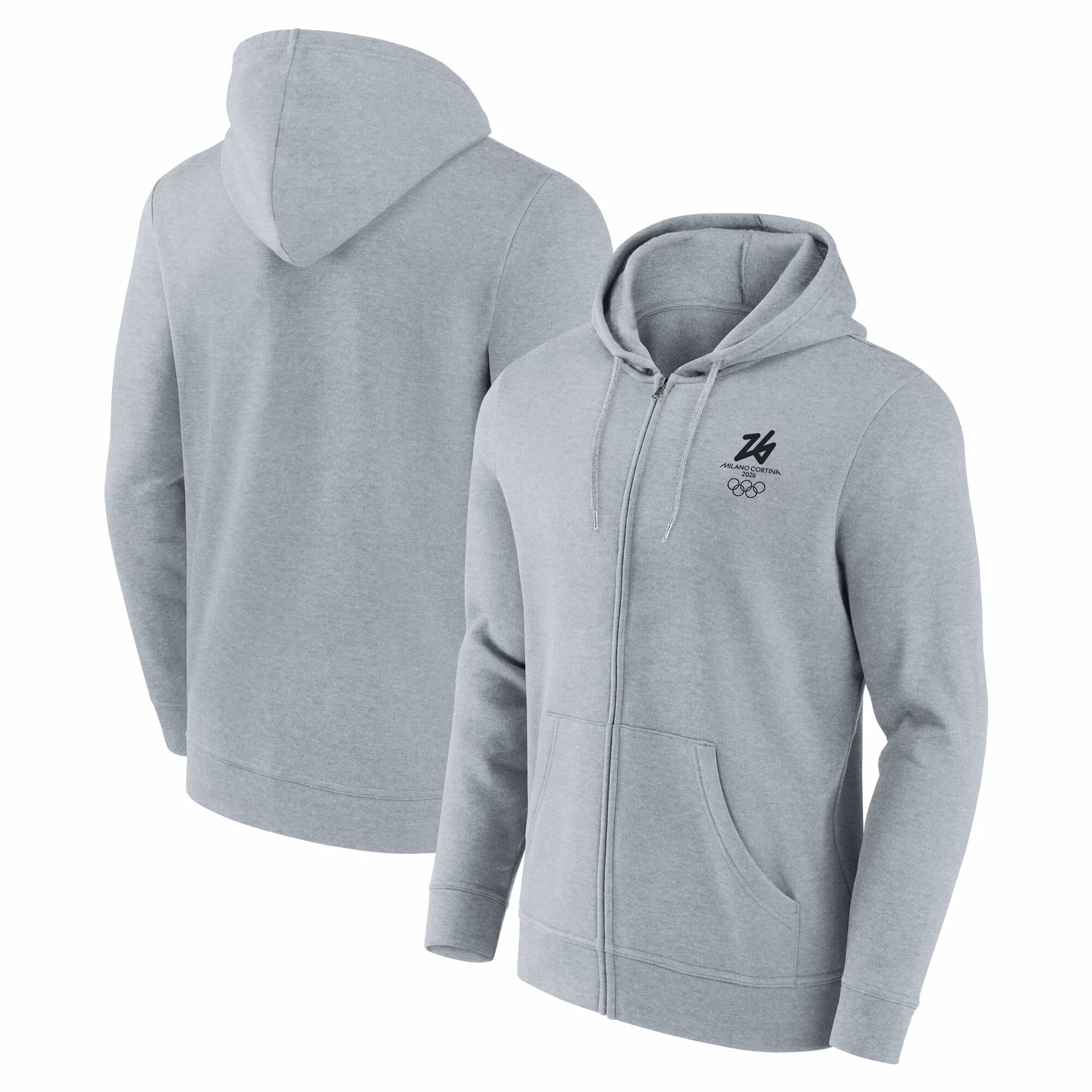 Milano Cortina 2026 Primary Logo Full Zip Hoodie - Sports Grey